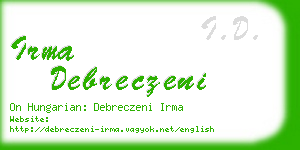 irma debreczeni business card